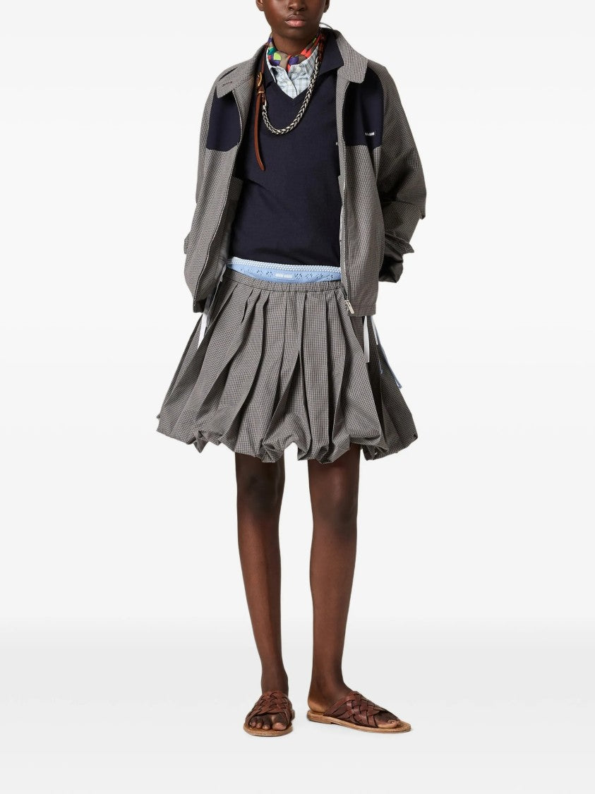 Miu Miu Blue Checkered Cotton Cropped Shirt