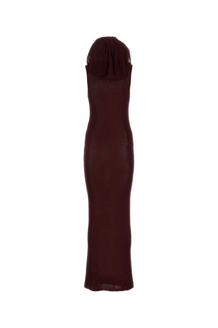 Saint Laurent Burgundy Viscose Long Dress