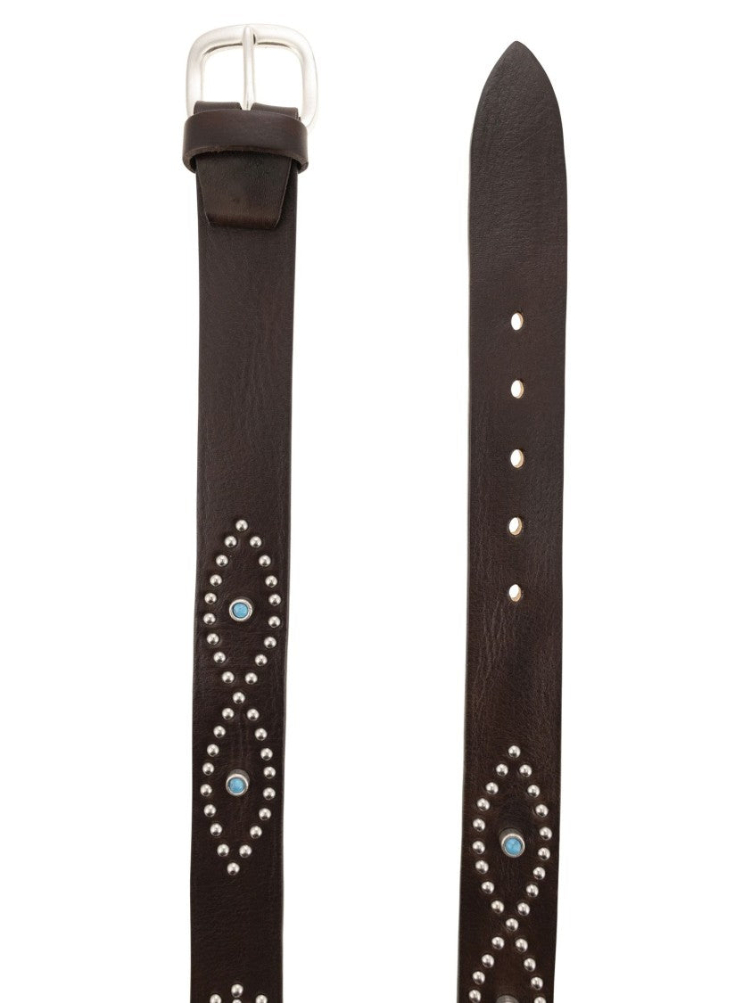 Alberto Luti Studded Leather Belt