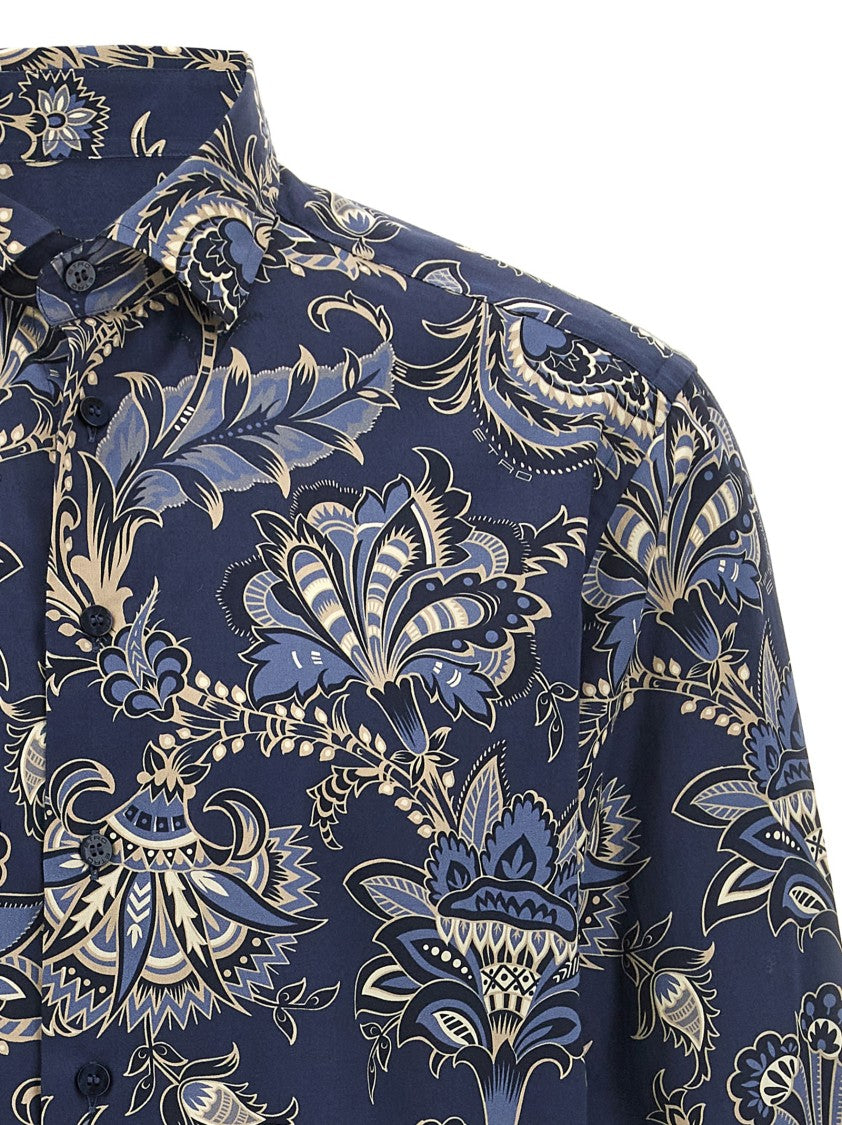 Etro Maxi Floral Print Cotton Shirt