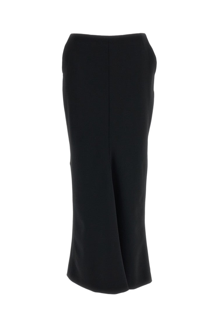 The Latest Black Stretch Wool Knit Draped Mermaid Maxi Skirt
