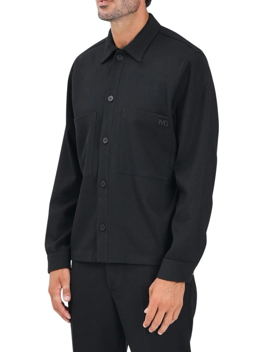 I M Brian Black Polyester-Blend Structured Shirt