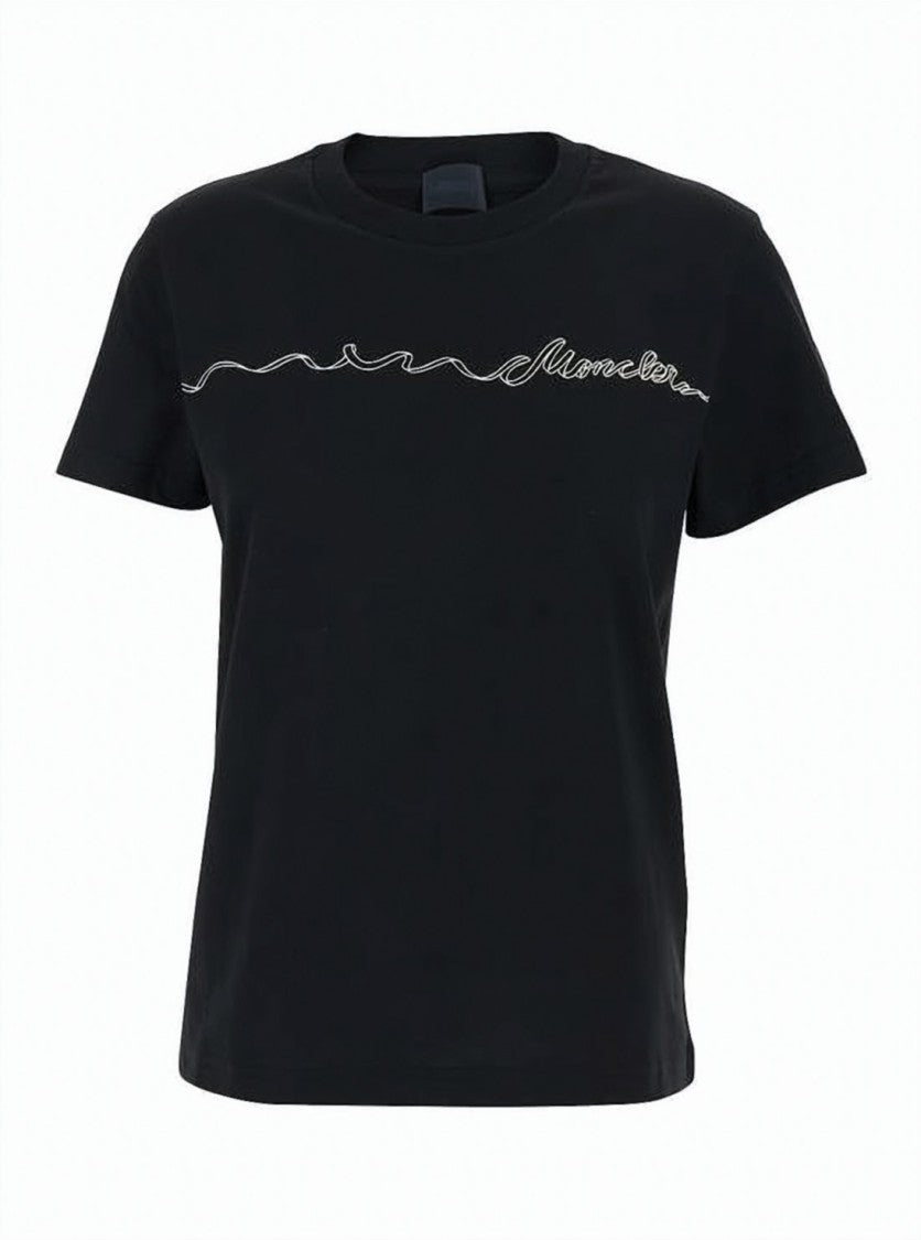 Moncler Straight Cut Black Cotton T-Shirt