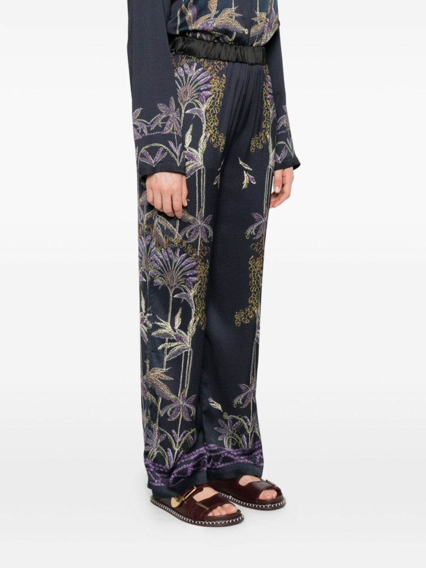Forte Forte Wide-Leg Trousers With Botanical Embroidery