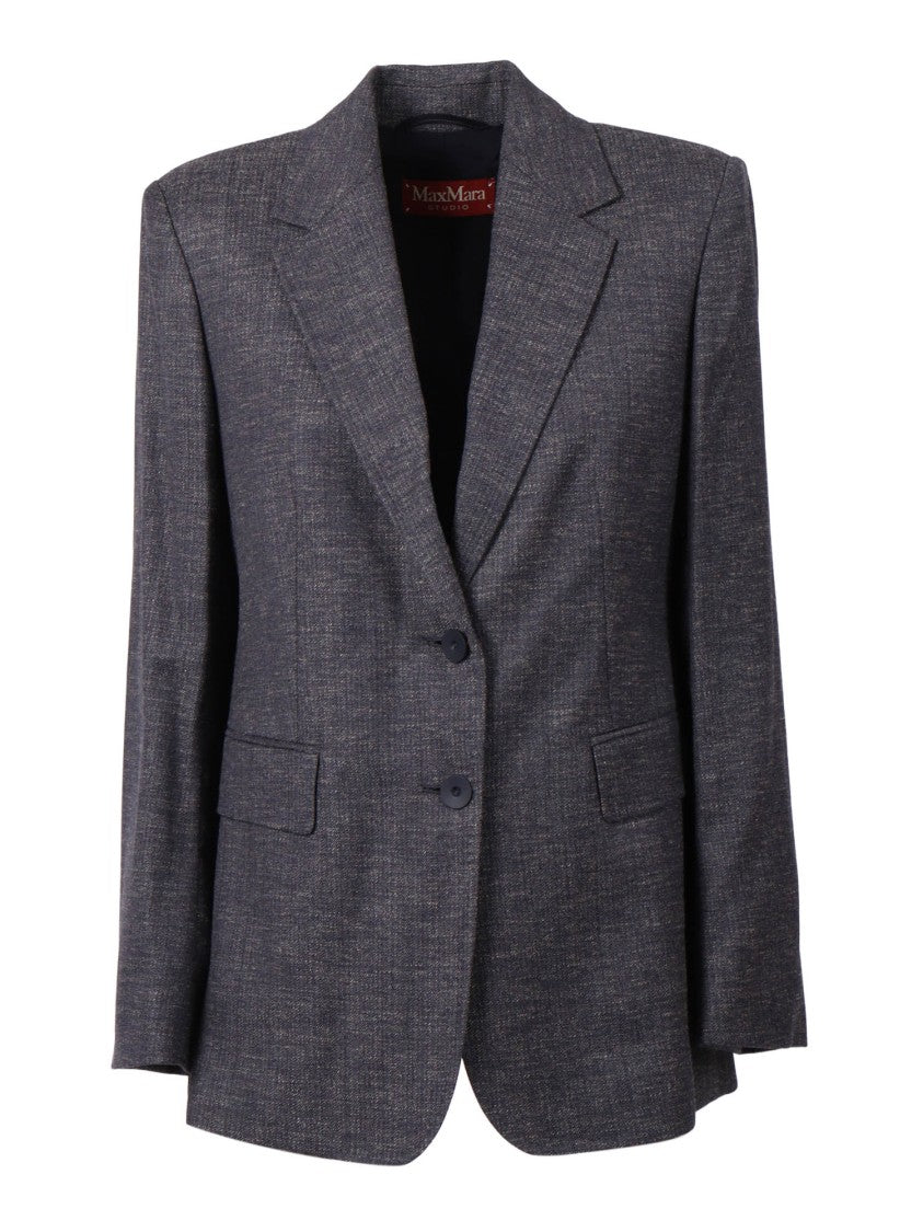 Max Mara Structured Tailored Jacket In Deep Blue Hodeida