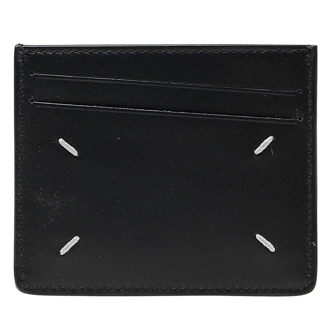 Maison Margiela Textured Black Wallet With Distinctive White Stitches