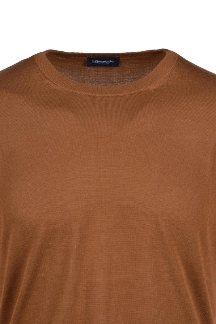 Drumohr Cotton Crew Neck Top - Brown