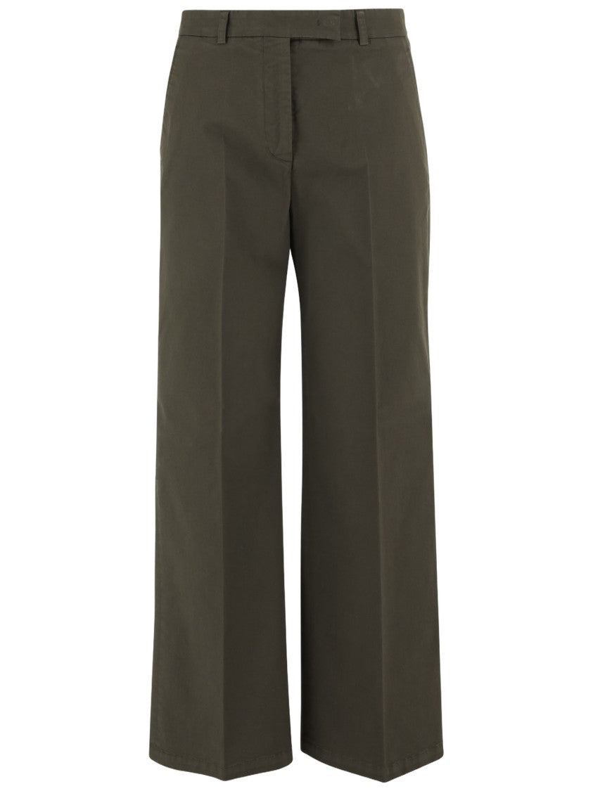 Ql2 Tailored Military Green Stretch Cotton Pants