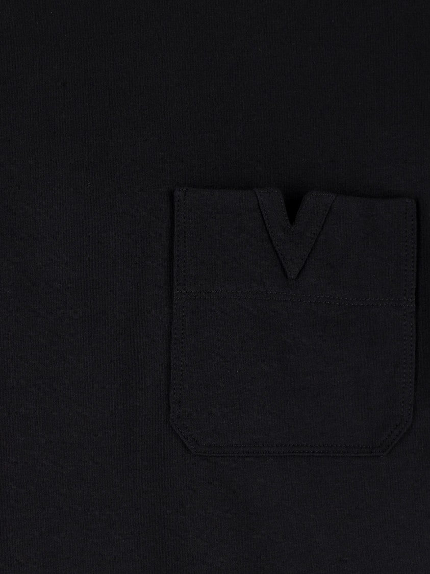 Valentino Black V Detail Minimalist Cotton T-Shirt