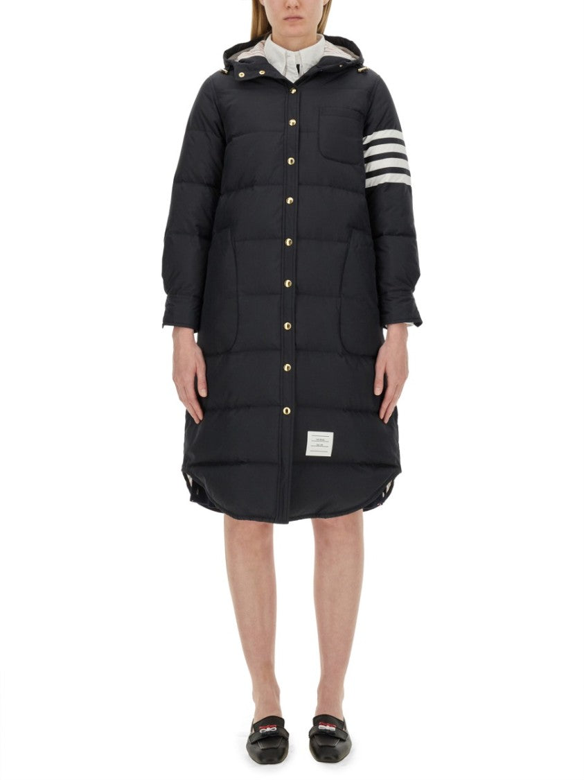 Thom Browne Quilted Long Puffer Jacket With Hood