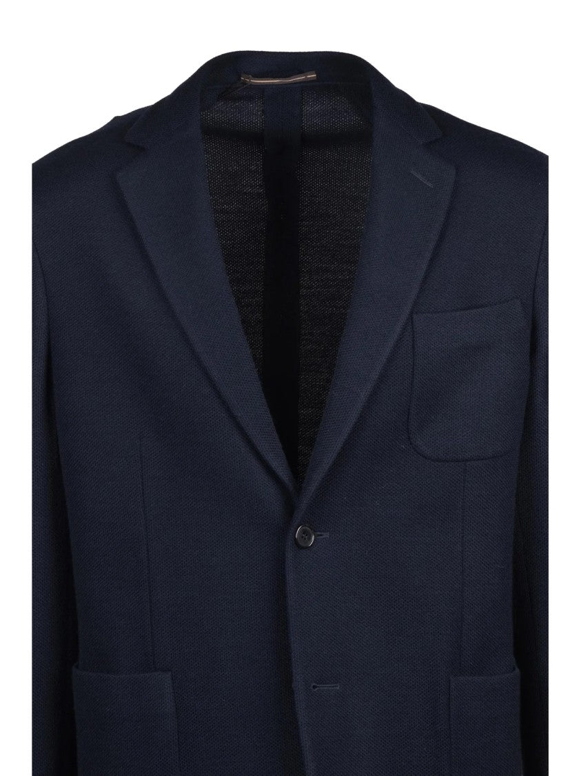 Slowear By Incotex Blue Unlined Rounded Virgin Wool-Blend Blazer