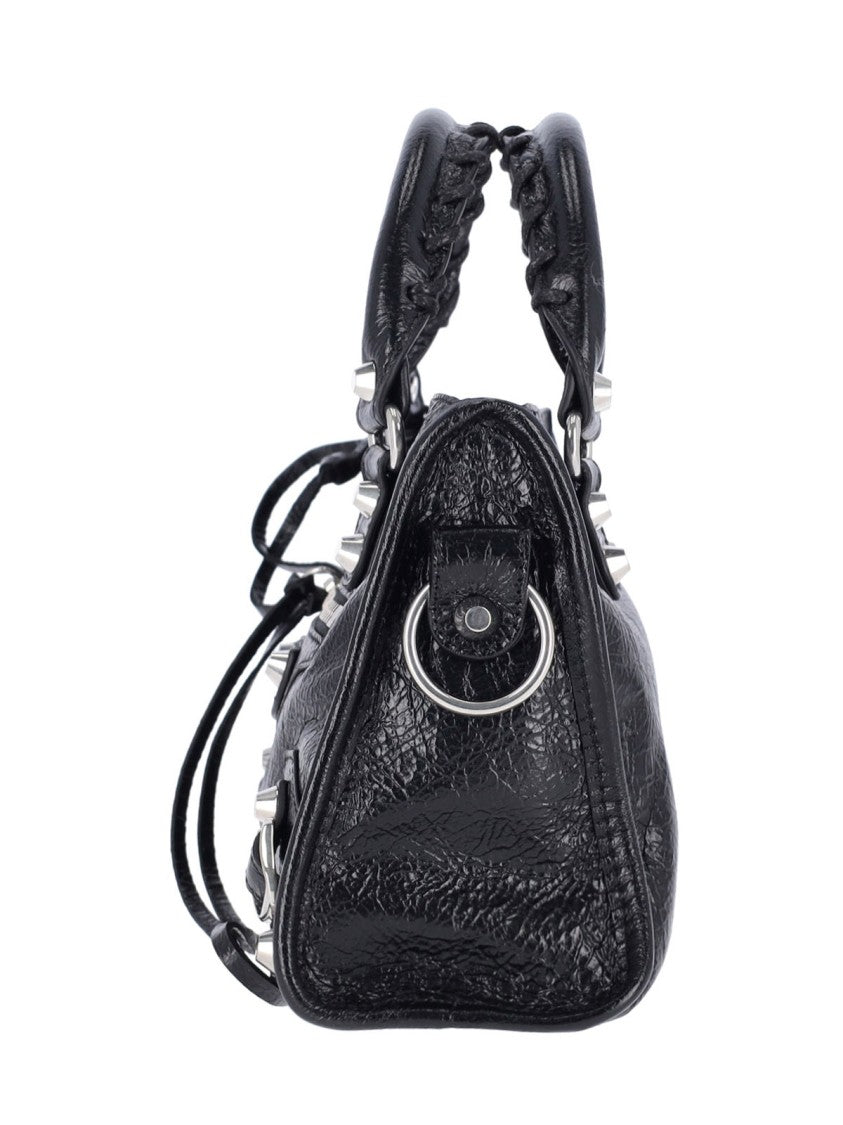 Balenciaga Mini Le City Black Arena Lambskin Shoulder Bag