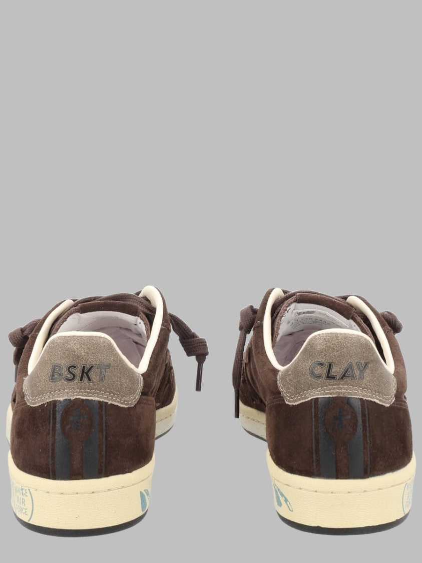 Premiata Brown Perforated Contrasting Sole Suede Sneakers