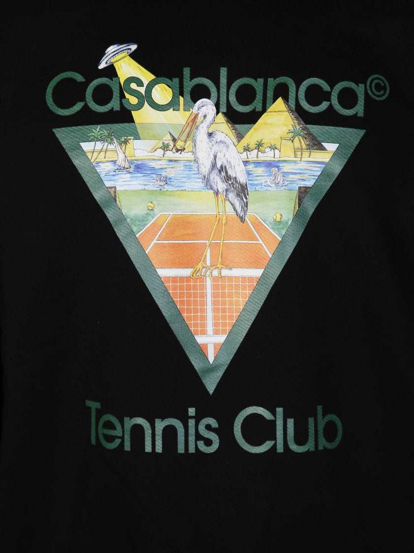 Casablanca Graphic Print Black Sweatshirt With Ribbed Details