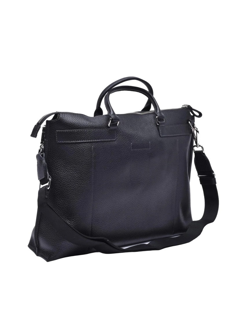 Danilel&Bob Black Double Handle Zip Leather Tote Bag
