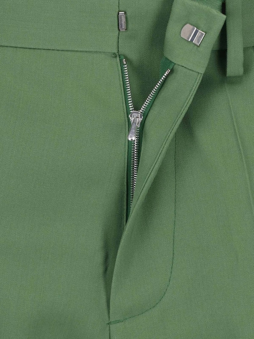 Marni Green Tailored Straight-Leg Wool Pants