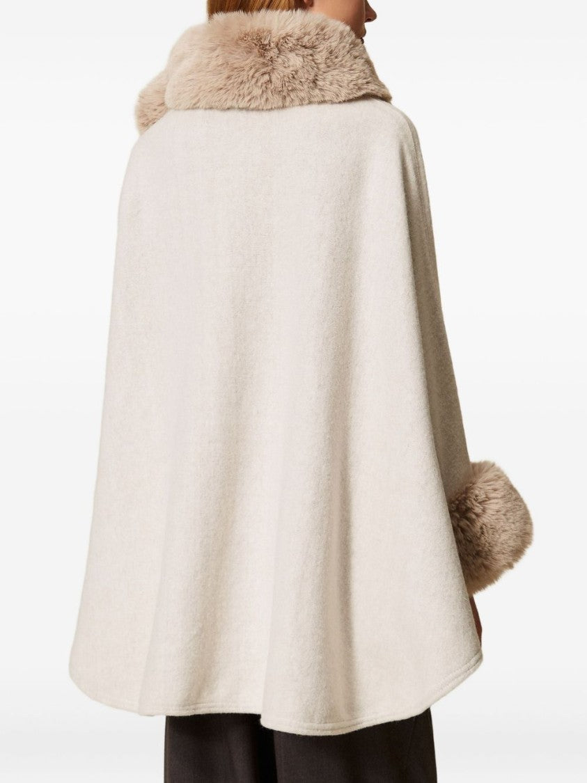 Twin-Set Twin-Set Bianco Cape Coat