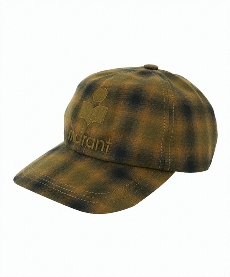 Isabel Marant Checkered Cotton Baseball Cap With Embroidered Logo