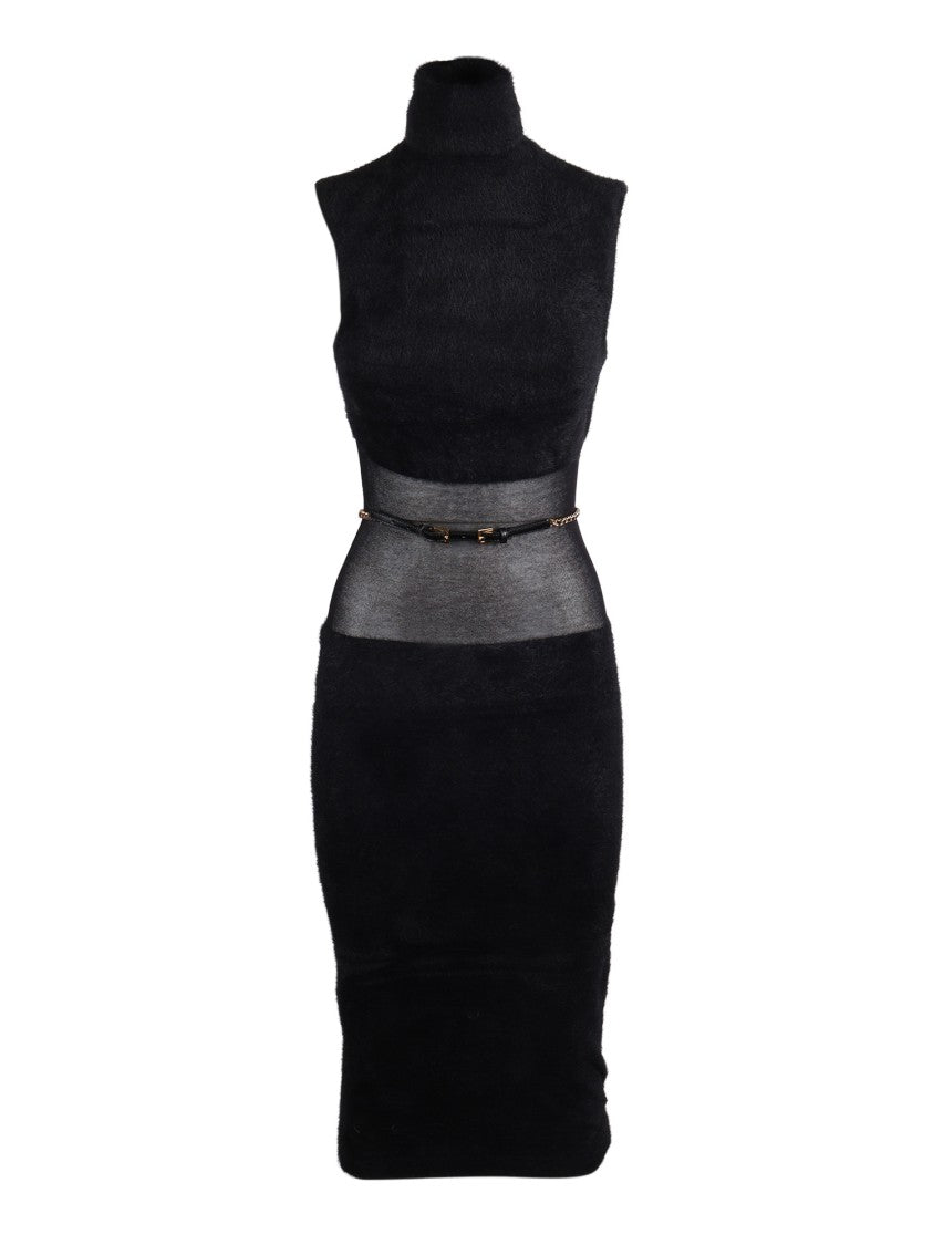 Elisabetta Franchi Sleeveless Sheer Mesh Midi Dress