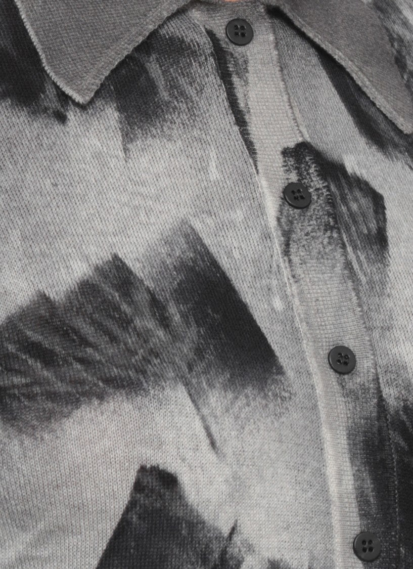 Avant Toi Grey Abstract Pattern Cashmere Cardigan