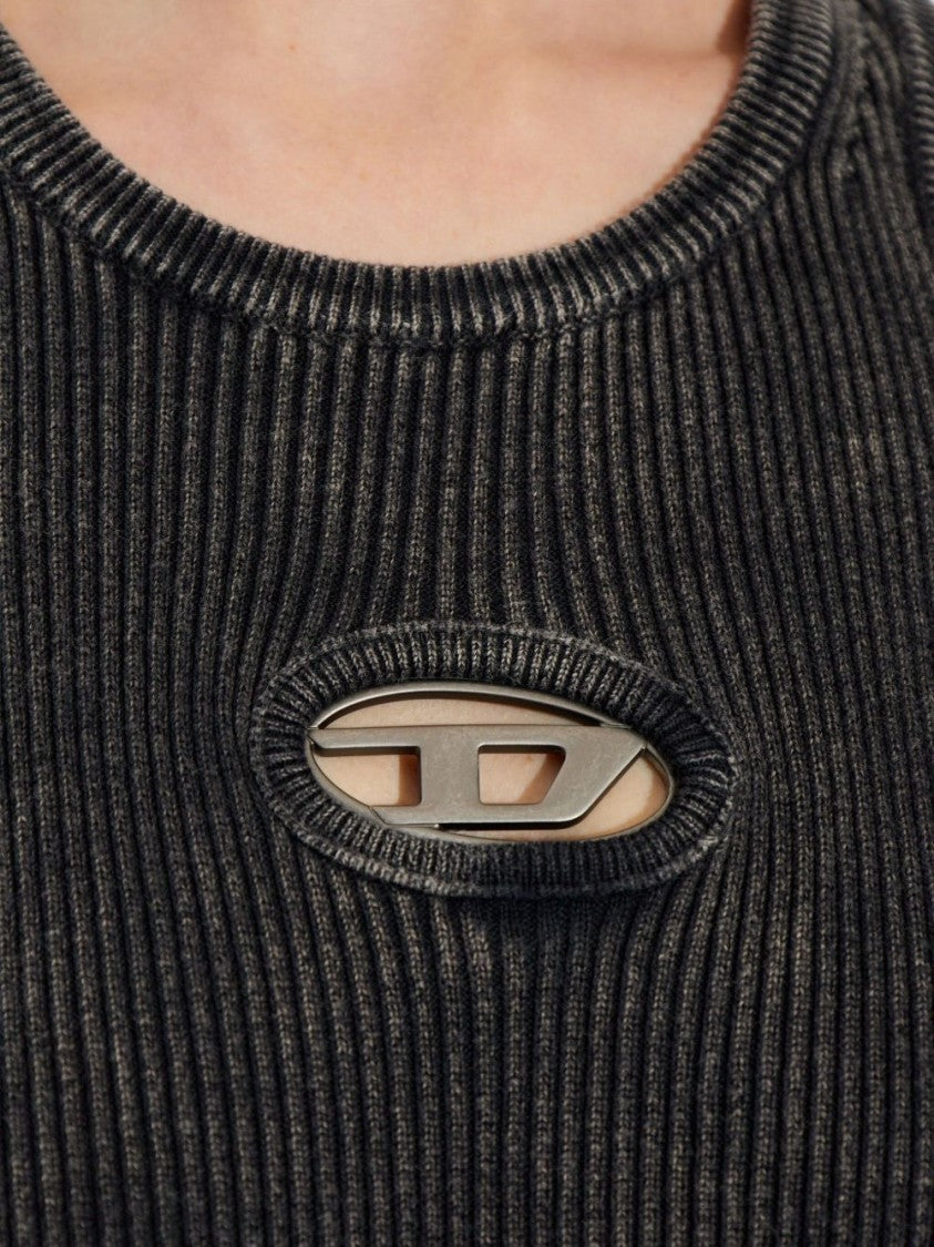 Diesel Dark Grey Ribbed Racerback Midi Dress