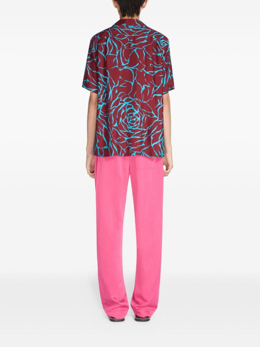 Dries Van Noten Purple Red Blue Floral Camp Shirt