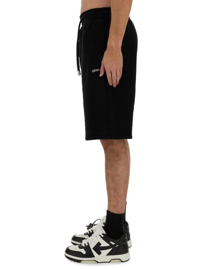 Off-White Black Bermuda Shorts With Logo Detail