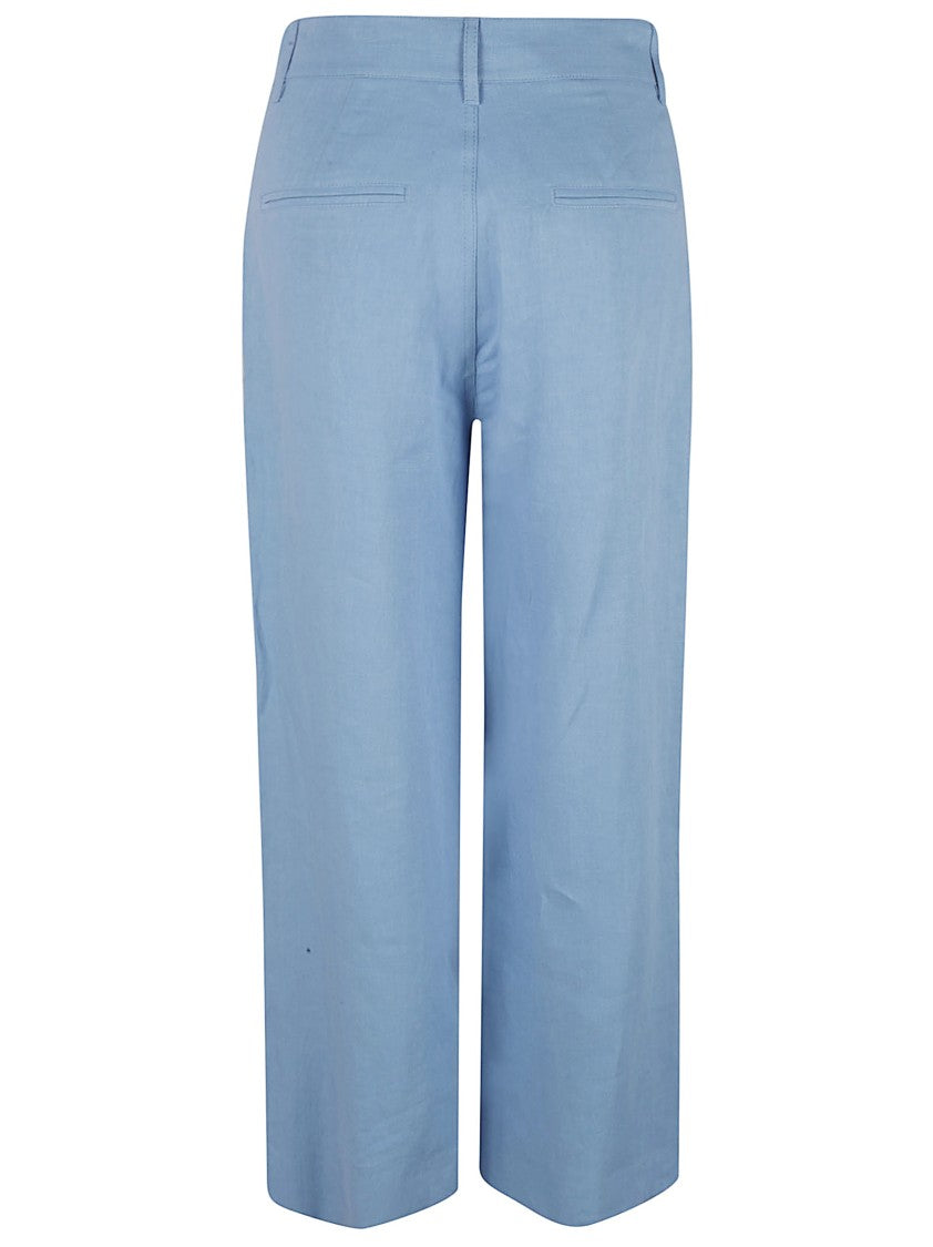 Max Mara Wide-Leg Flaxlinen Trousers With Tailored Waistband