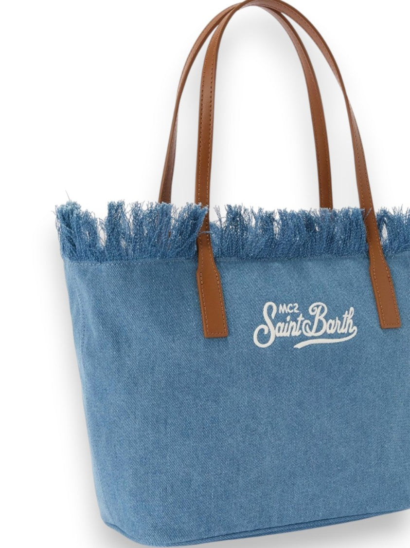 Mc2 Saint Barth Denim Blue Fringe Sangallo Bag