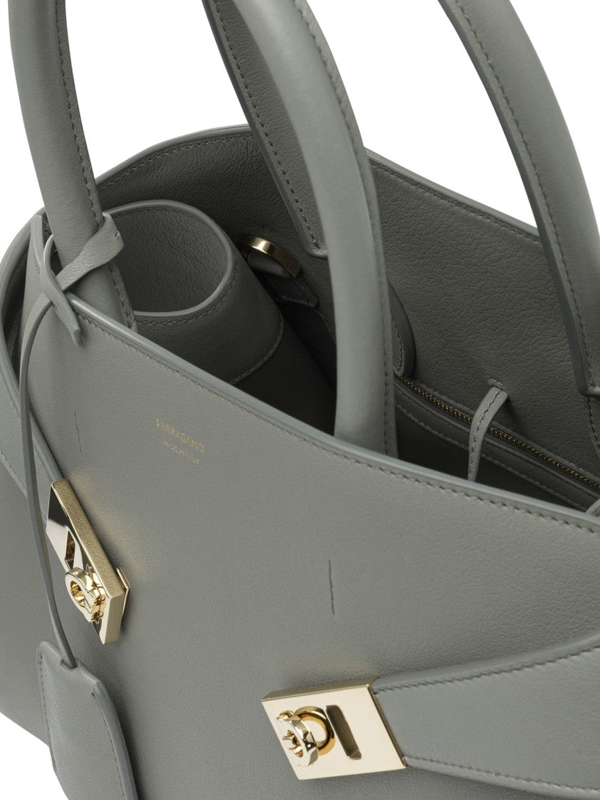Ferragamo Structured Grey Leather Handbag