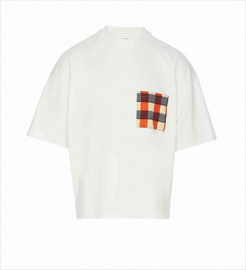 Bottega Veneta Checkered Patch Pocket White Cotton T-Shirt