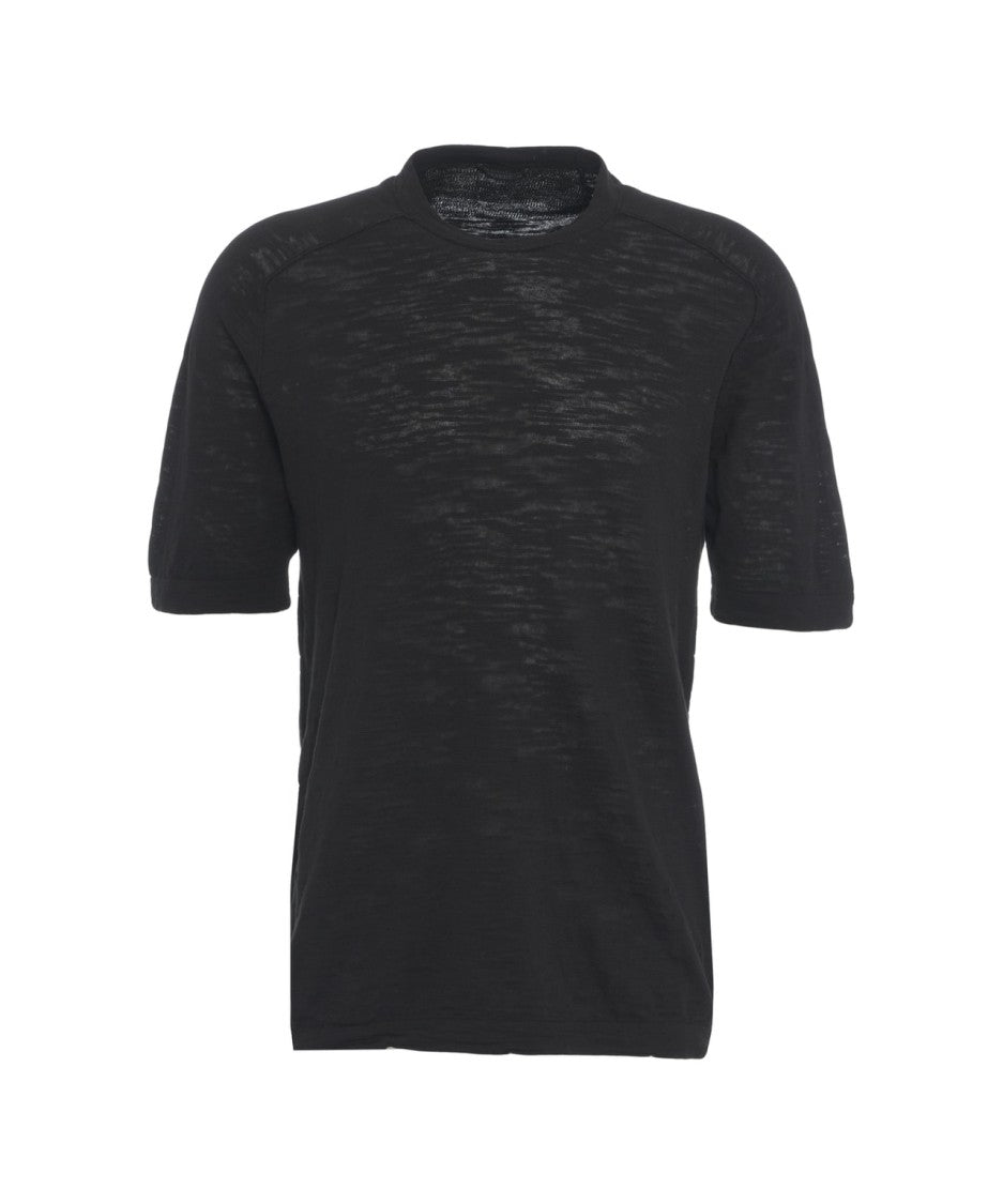 Transit Semi-Transparent Black T-Shirt With Textured Fabric
