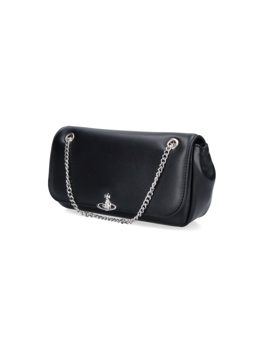 Vivienne Westwood Black Chain Fabric Shoulder Bag
