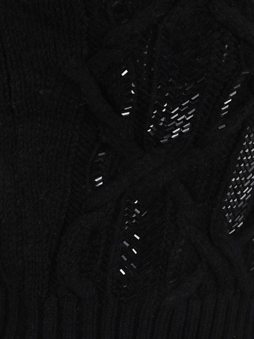 Ermanno Scervino Cropped Sleek Knitted Top With High Neck