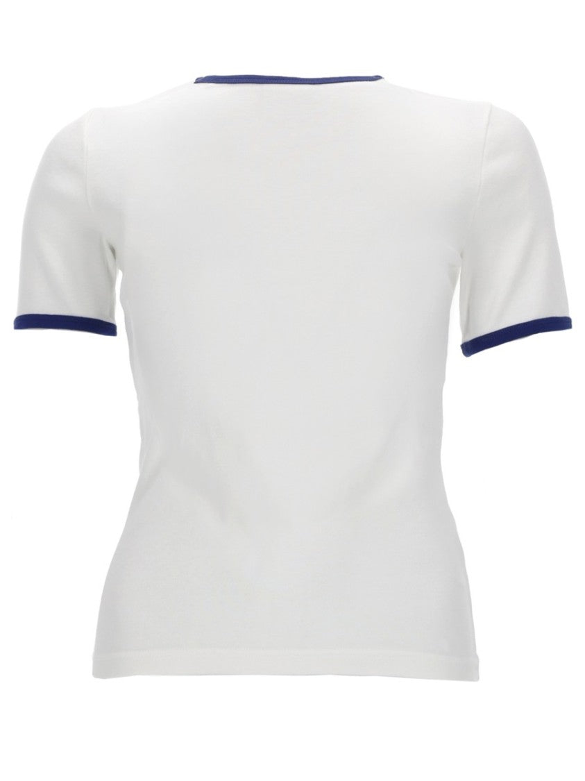 Courrèges White Slim Fit Blue Trim T-Shirt