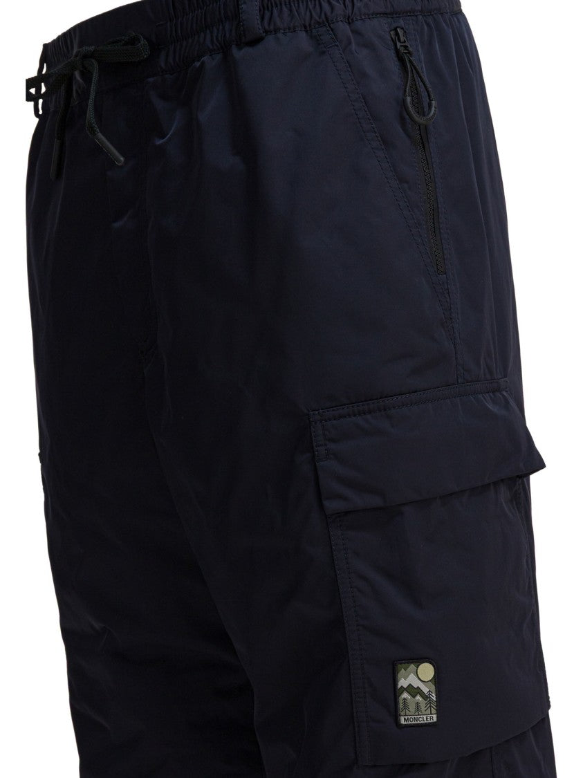 Moncler Grenoble Mid-Rise Blue Cargo Pants With Adjustable Waistband