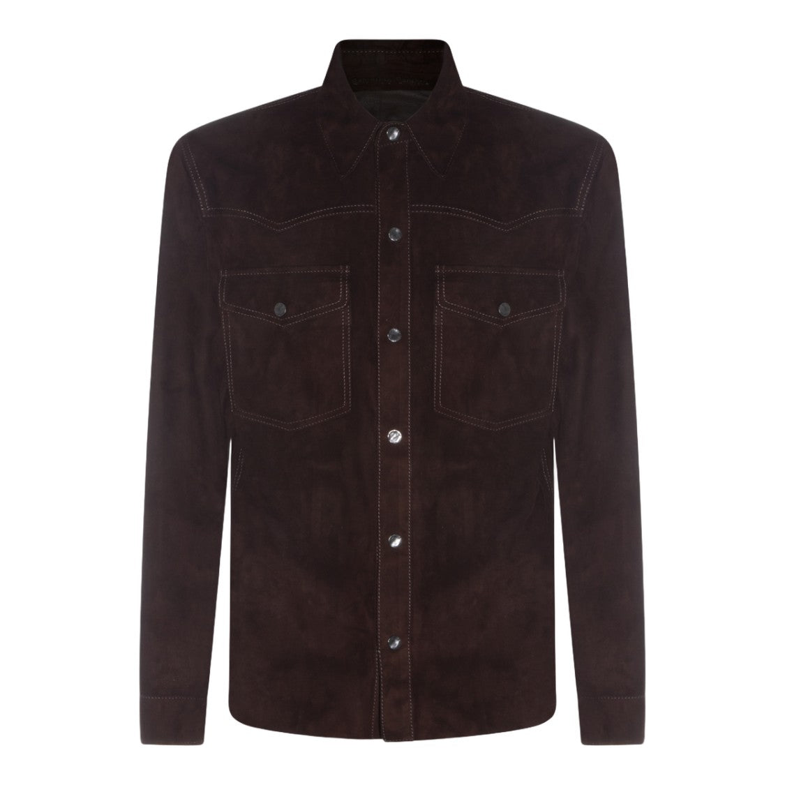 Salvatore Santoro Dark Brown Suede Jacket With Structured Collar