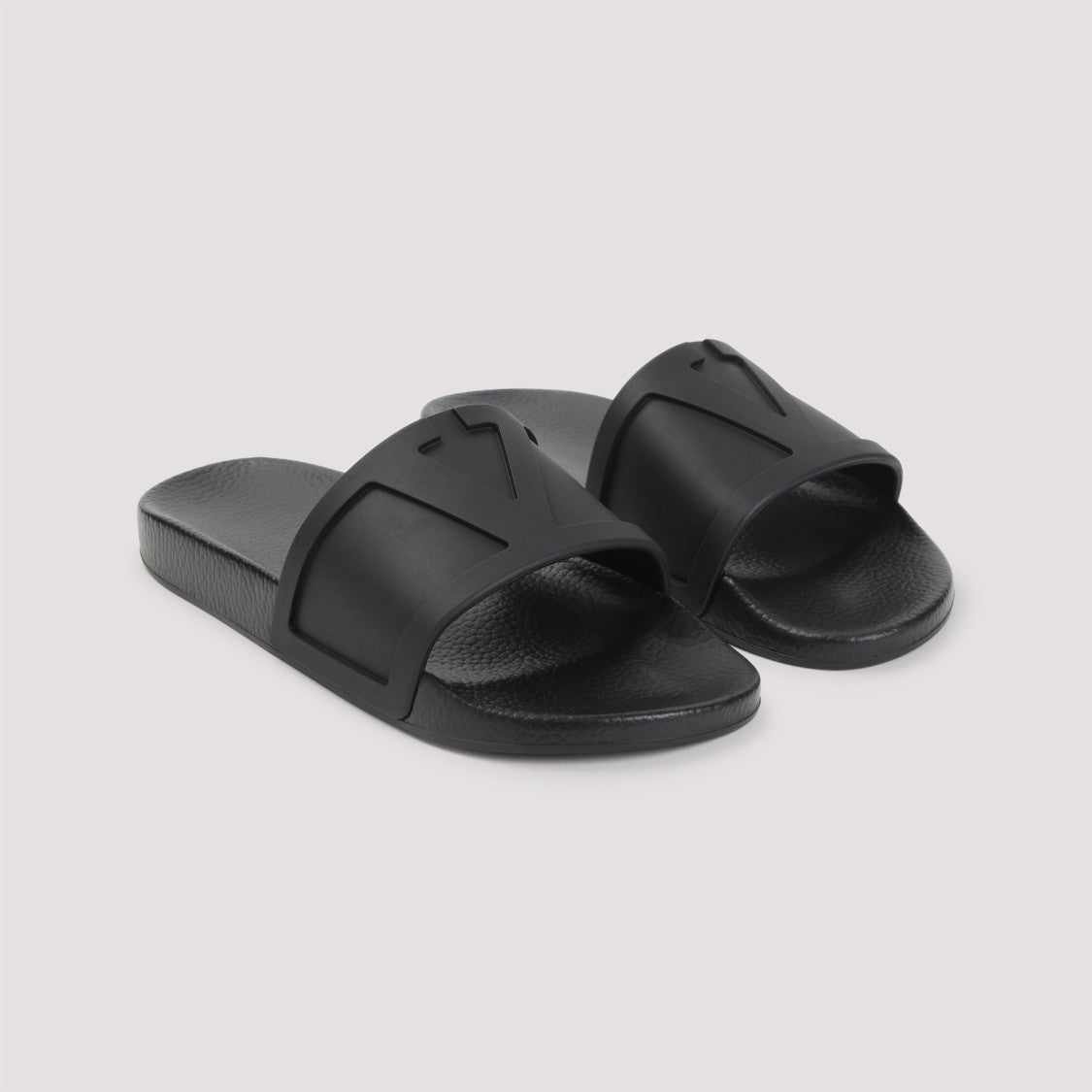 Valentino Garavani Black Rubber Pool Slide Coolside Slippers