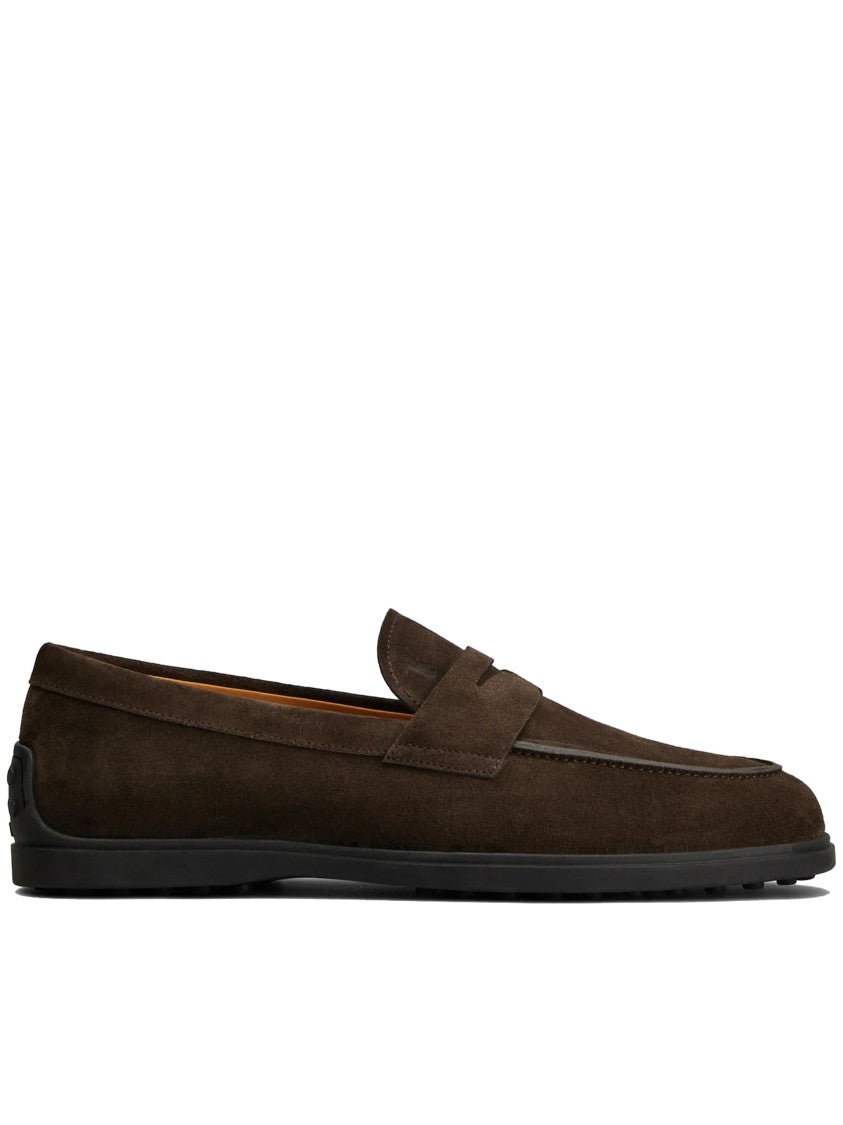 Tod's Luxurious Brown Suede Loafers With Penny Strap