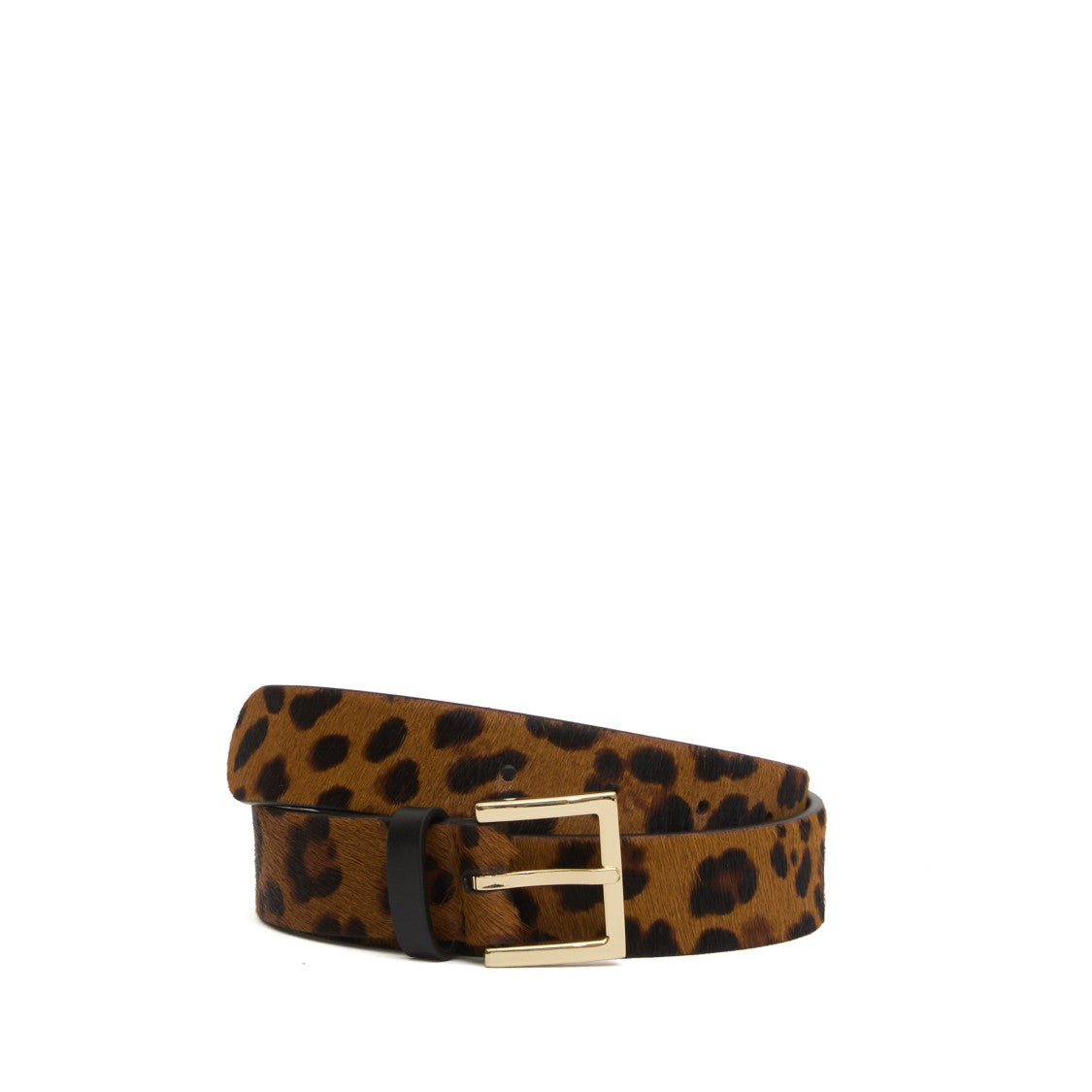 Orciani Beige Leather Belt With Square Leopard Print Buckle