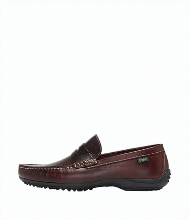 Paraboot Brown Leather Loafers With Detailed Stitching