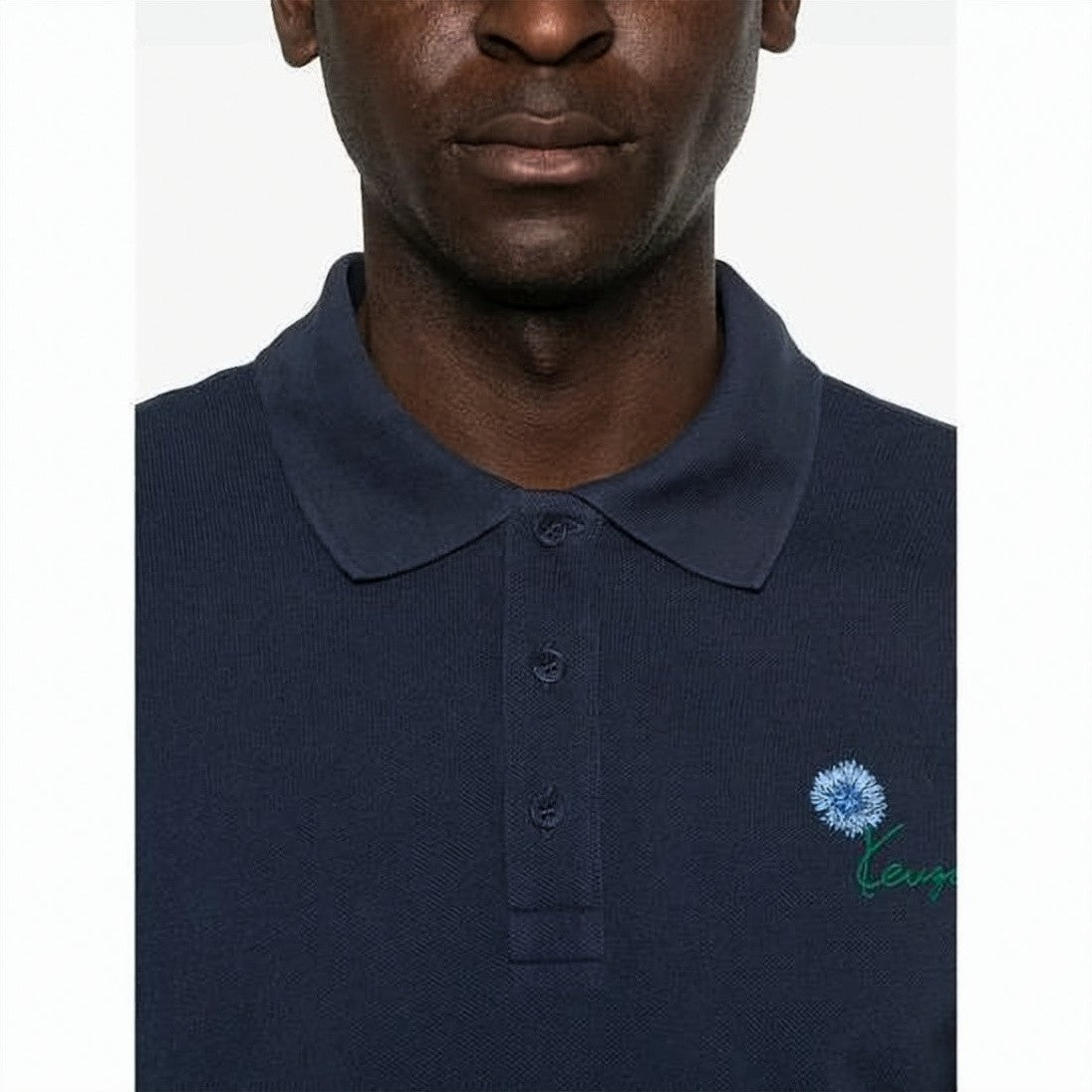 Kenzo Short-Sleeve Polo Shirt With Traditional Collar And Floral Embroidery