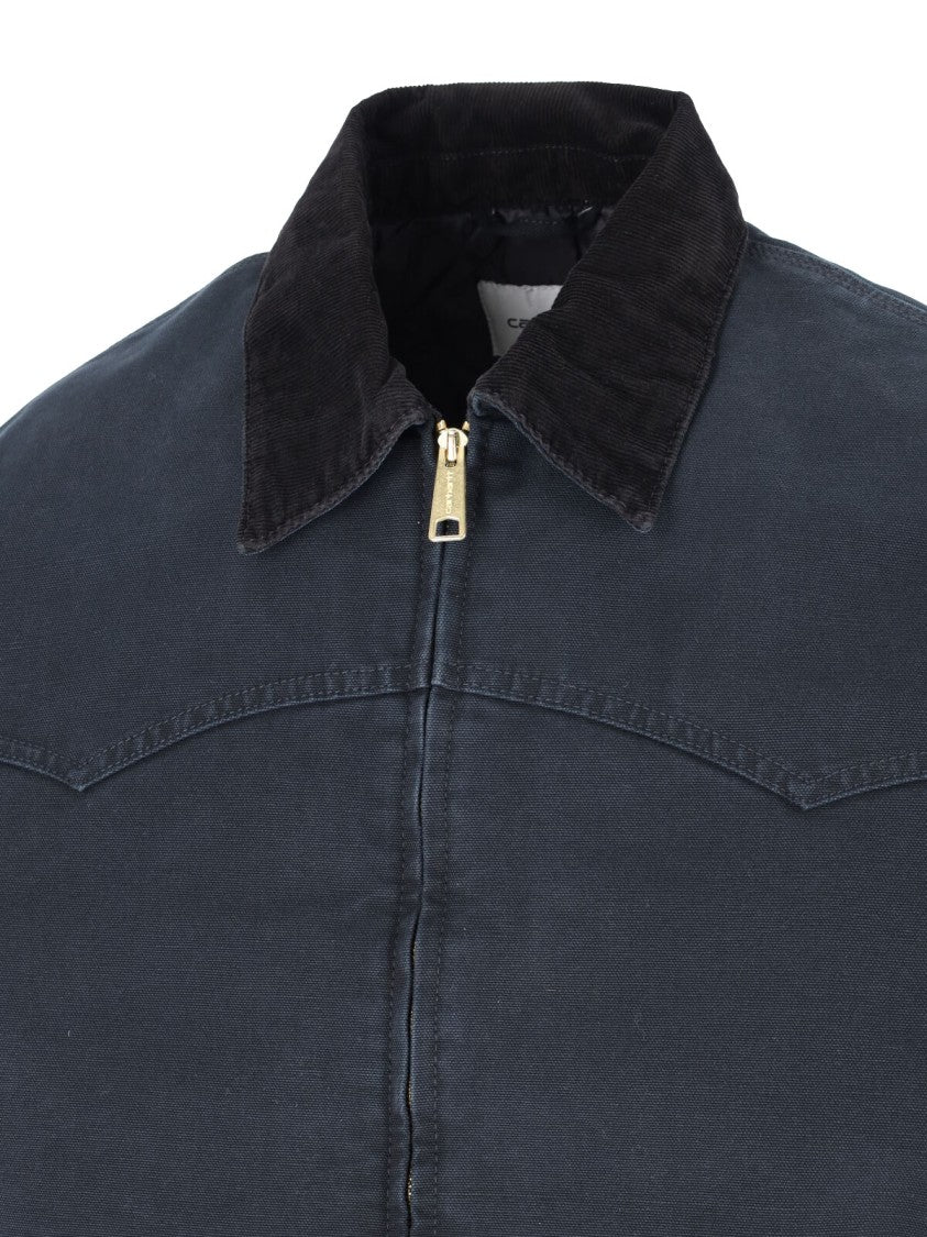 Carhartt Wip Black Og Santa Fe Velvet-Collar Cotton Jacket