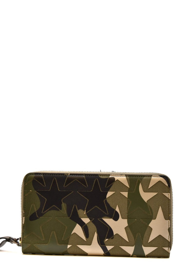Valentino Garavani Military Green Camouflage Star Print Fabric Shoulder Bag