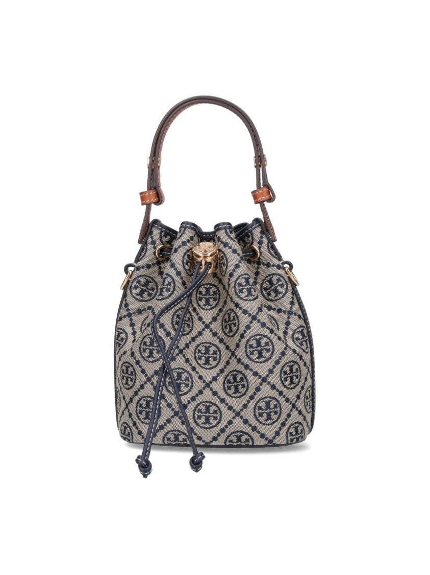 Tory Burch "T-Monogram" Bucket Bag Beige
