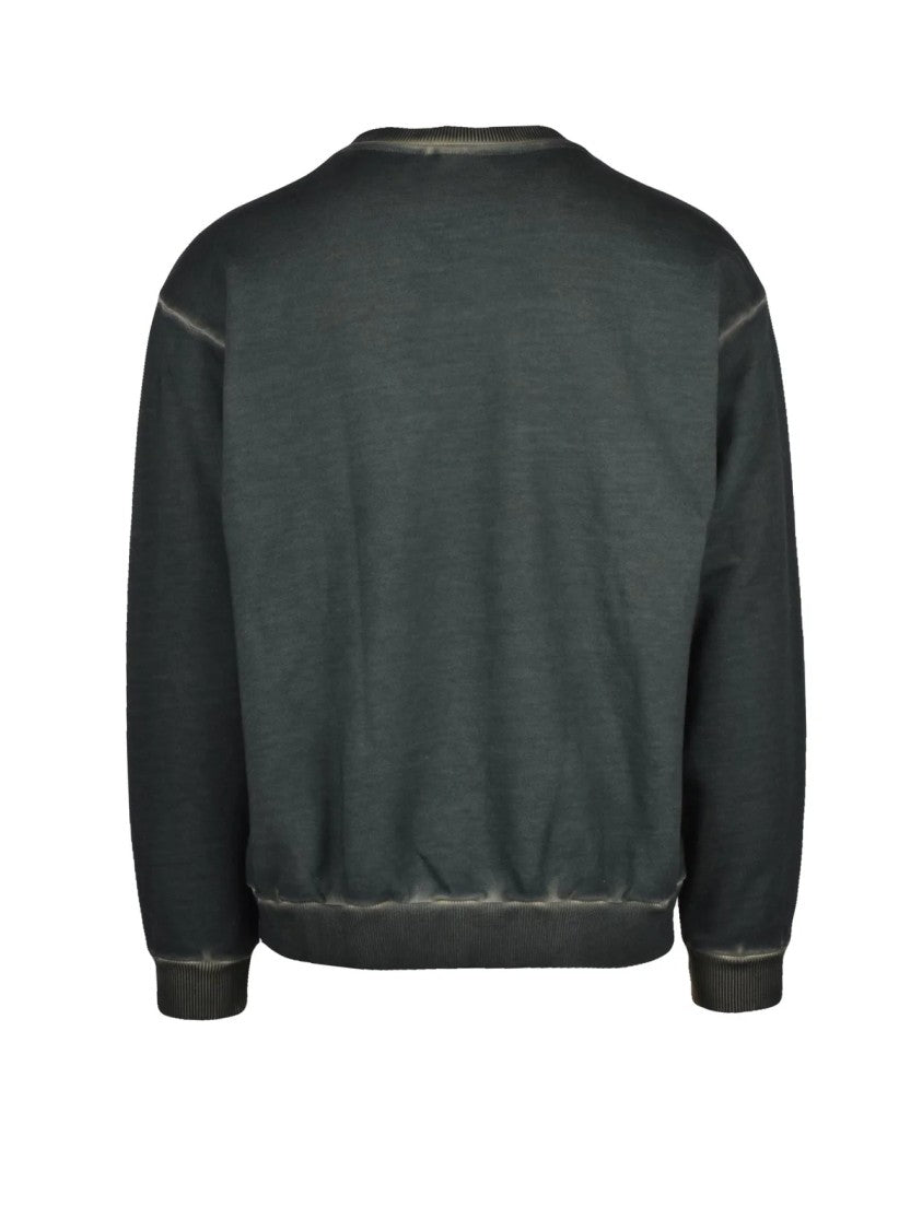 Gcds Green Cotton Distressed Sweatshirt