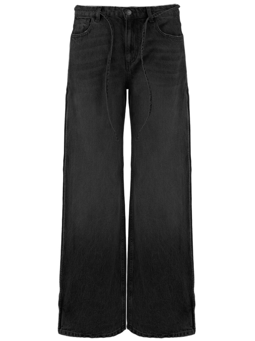 The Garment Black Wide-Leg Drawstring Cotton Denim Jeans
