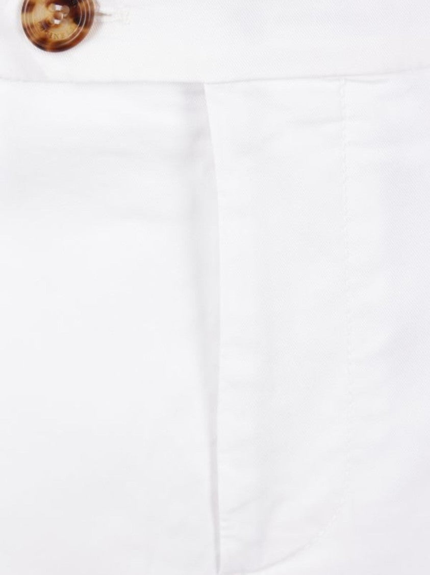 Brunello Cucinelli White Polished Detailing Cotton Formal Pants