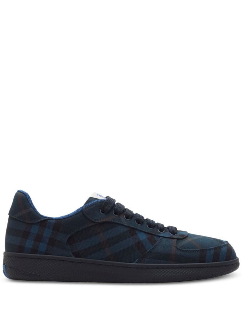 Burberry Plaid-Pattern Sneakers With Textured Rubber Sole