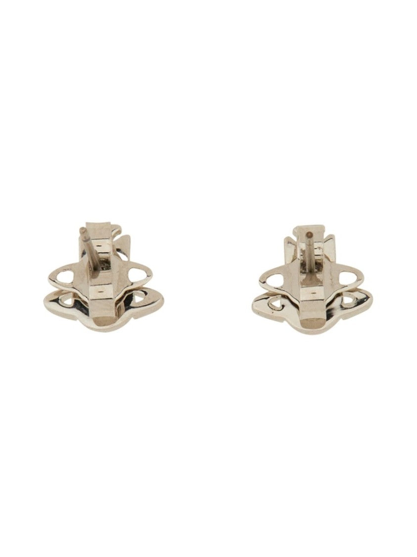 Vivienne Westwood Stud Earrings With Oval Pearl And Abstract Orb Design